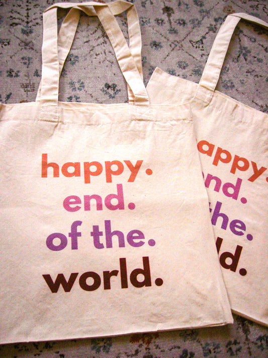 Tote bag beige Happy End of the World